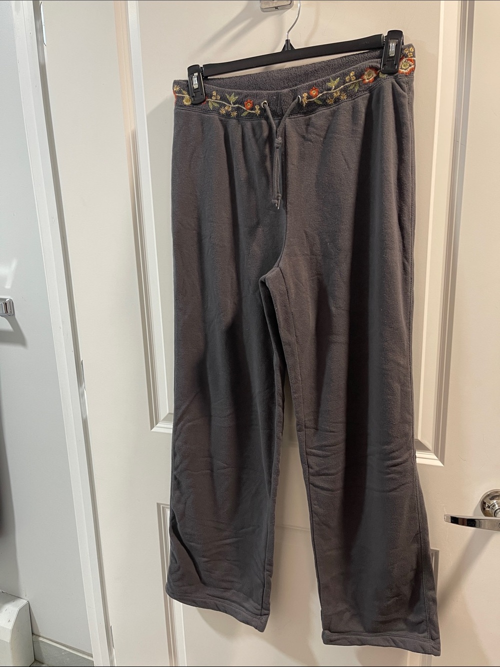 Virdags Cotton Charcoal Fleece Joggers with Embroidered Waist